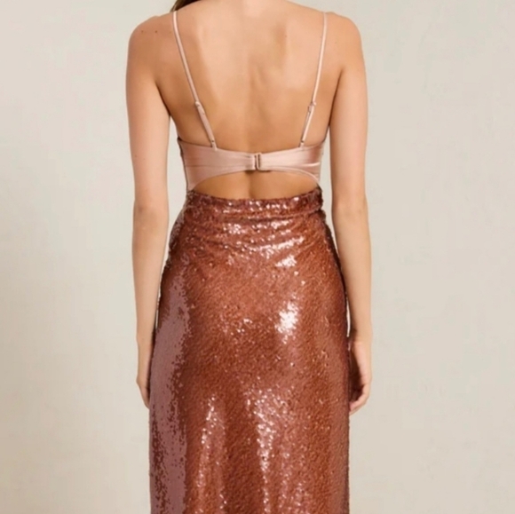 New A.L.C. Gisele Sequined Brownsirocco Midi Dress NWT 6 US - Picture 6 of 17
